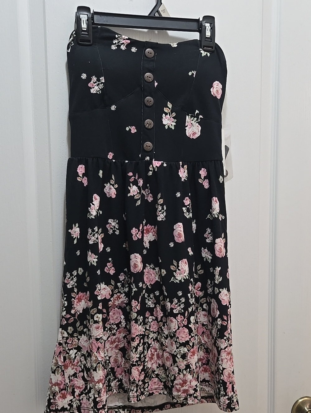 No Boundaries Black Dress with Pink Floral Accents